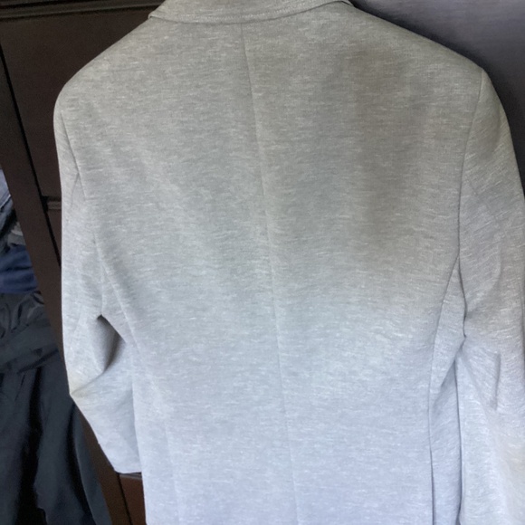 AU NOIR CLASSIC TWO BUTTON LEATHER DETAILED LIGHT GREY BLAZER SIZE SMALL - Picture 5 of 12